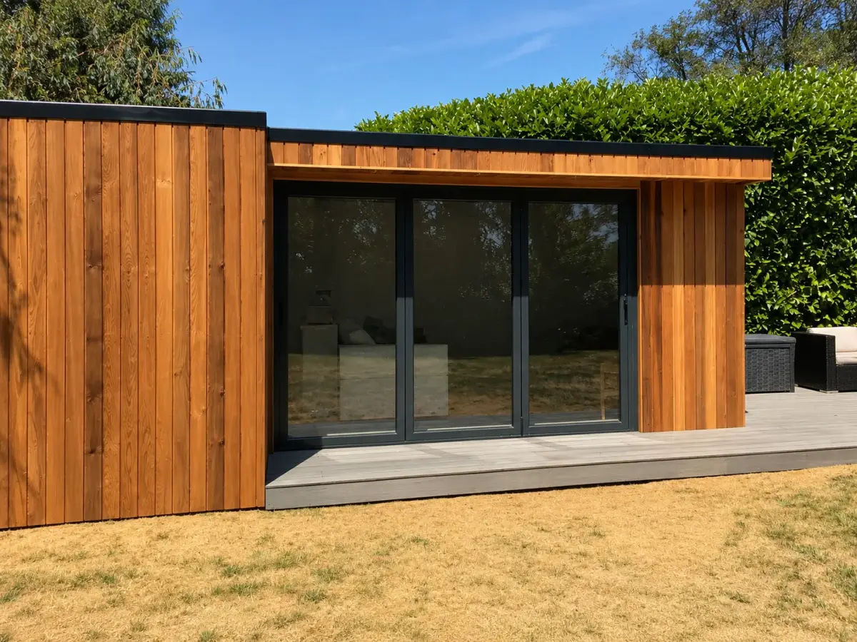 Cedar garden room with composite decking Dublin