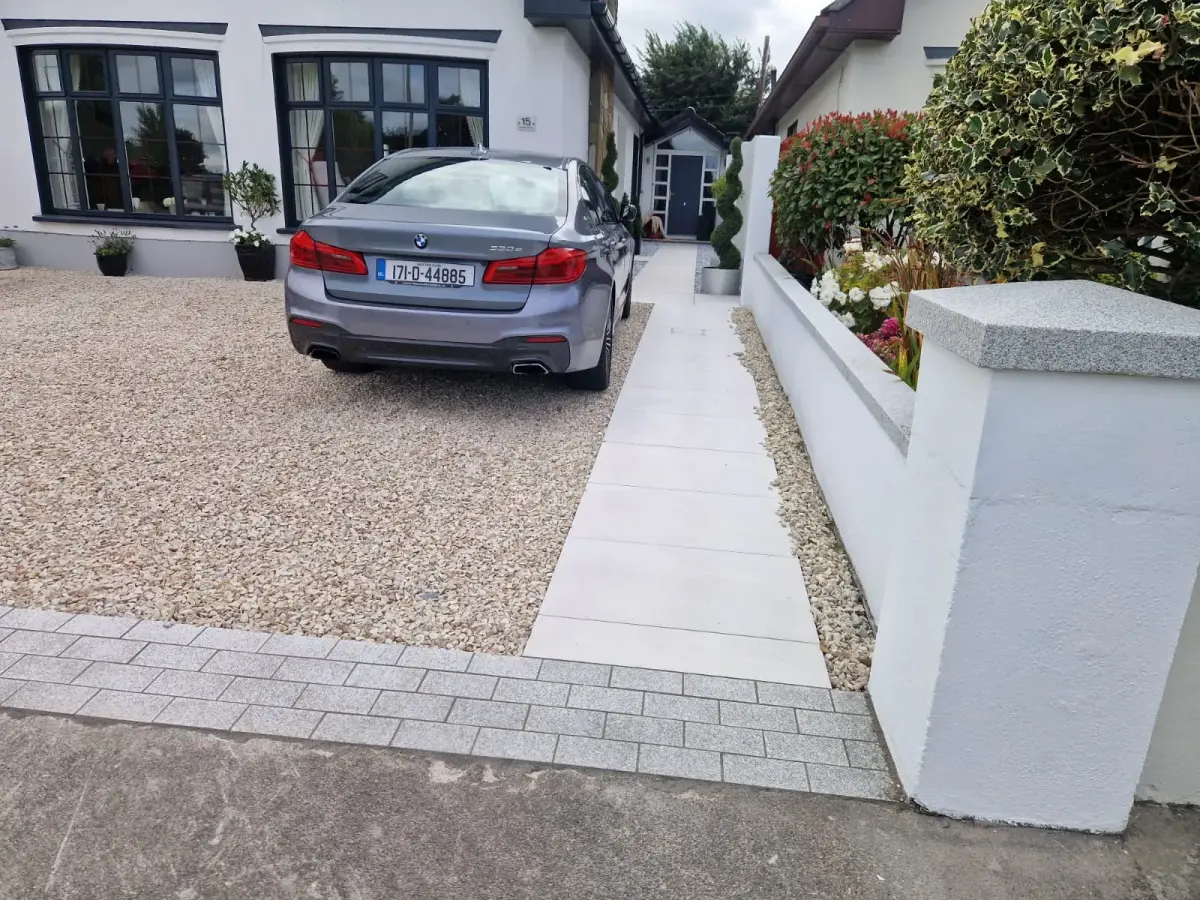 Gravel driveway with porcelain path Dublin